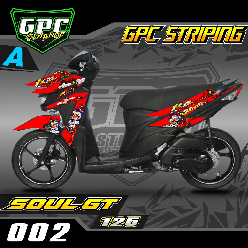 Sticker Striping Sticker Mio Soul Gt 125 002-Variasi List Motor Desain Doraemon Zombie GPC