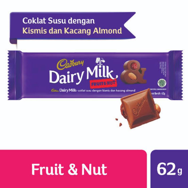 

Cadbury Dairy Milk Fruit & Nut 62gr