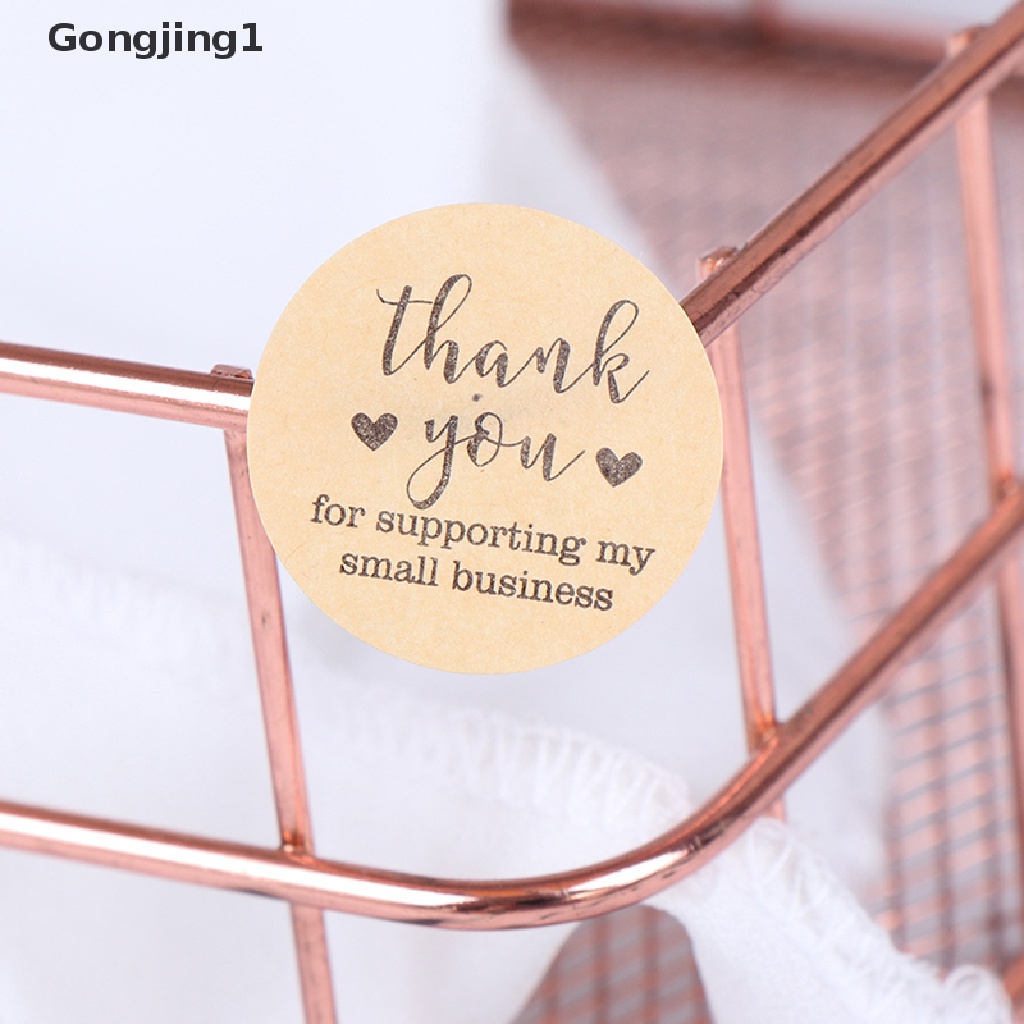 Gongjing1 500PCs / roll Stiker Label Bulat Tulisan Thank You Handmade Untuk Dekorasi