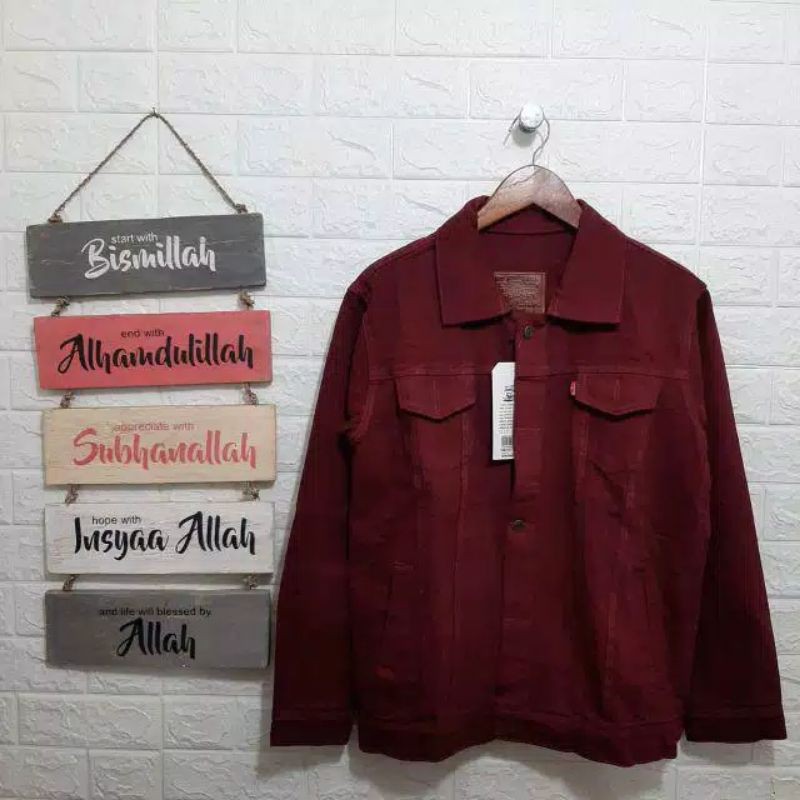 (XL XXL XXXL)JAKET JEANS COWOK BIGSIZE MAROON HIJAU ARMY HITAM