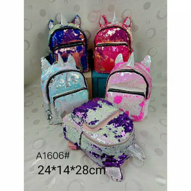 Tas Ransel LOL Sequin Glitter A1606# / Tas Anak / Tanduk Little Pony / Import