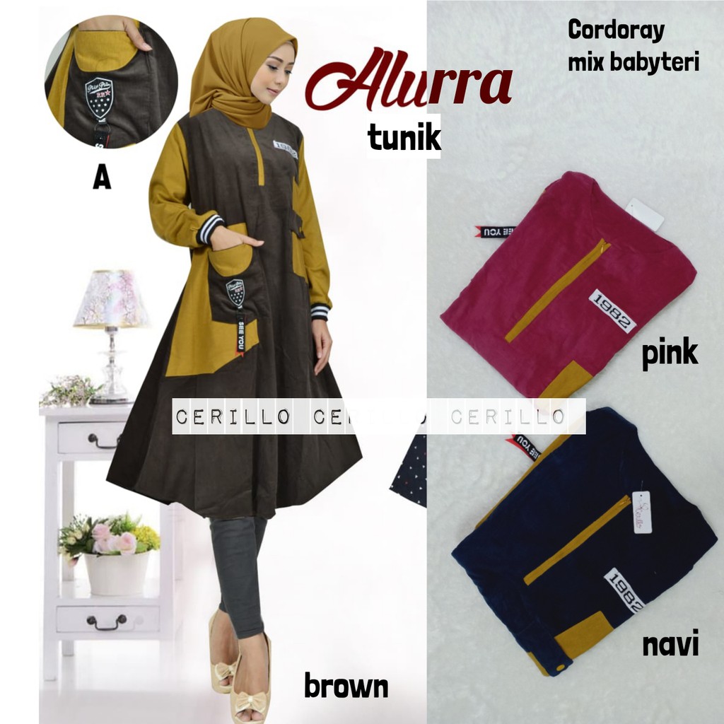 Tunik Alurra Cerillo fashion Muslim Atasan muslim wanita Terbaru