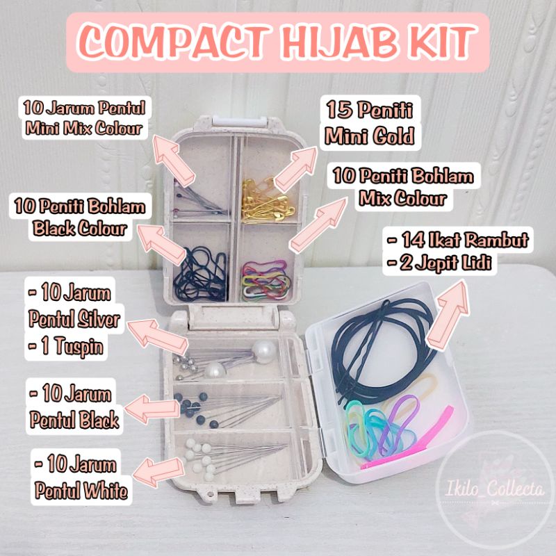 Compact Hijab Kit | Set Hijab Kit | Peniti Travel Kit | Travel Kit Peniti Hijab