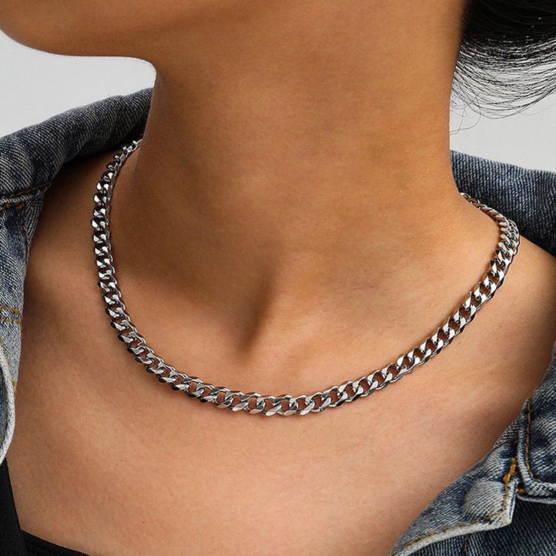 Kalung Choker Bahan Stainless Steel Ukuran 8mm Untuk Pria Dan Wanita