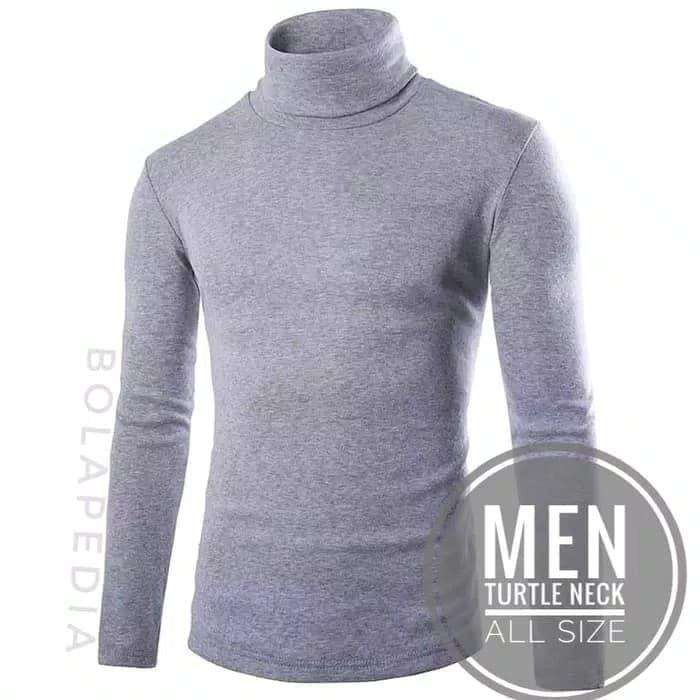 JUAL COD Kaos Turtleneck turtle neck pria fashion distro kerah tinggi hoodie ABU2 NAVY DAN HITAM