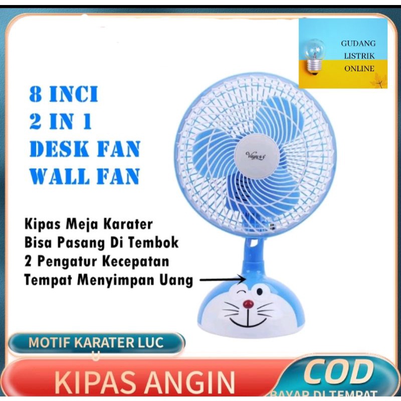 Desk Fan 2 In 1 Dinding + Meja Kartun Cartoon karakter kipas angin 8 Inch