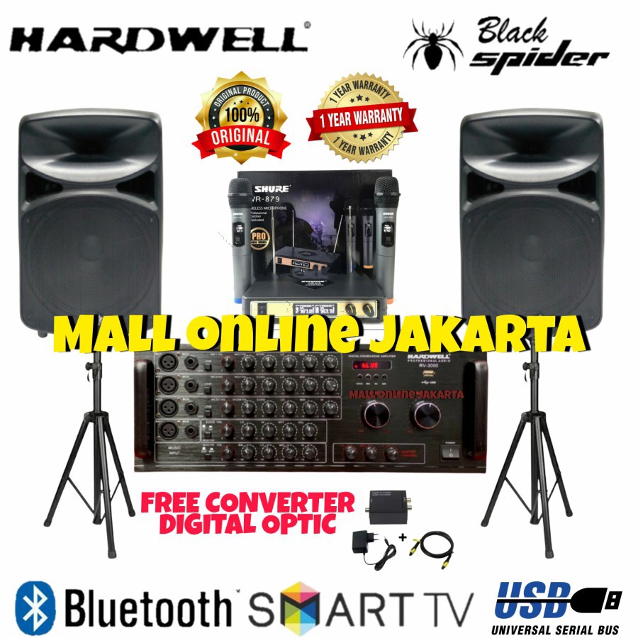 Paket Sound system outdoor Hardwell 15 inch 700 watt Original