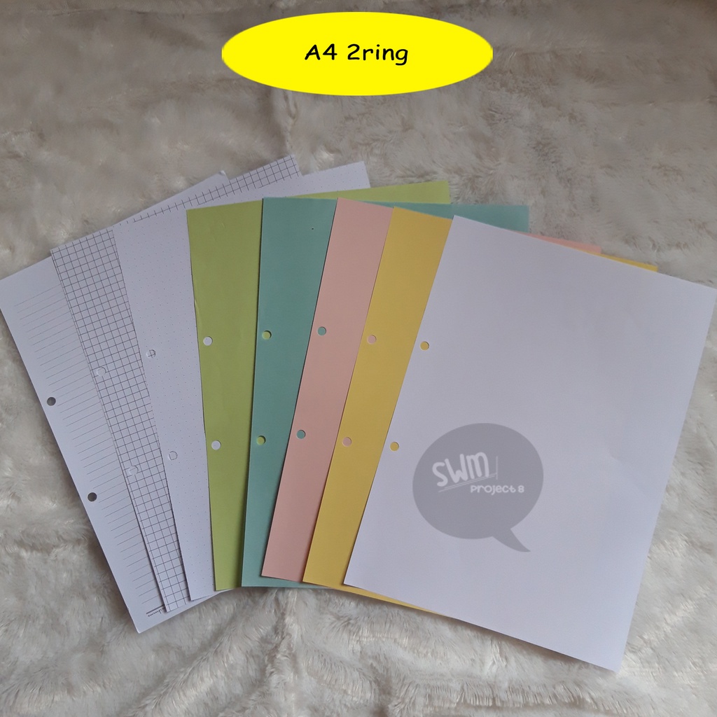 A4 2ring - isi binder refill loose leaf kertas file filler color warna polos bergaris kotak titik