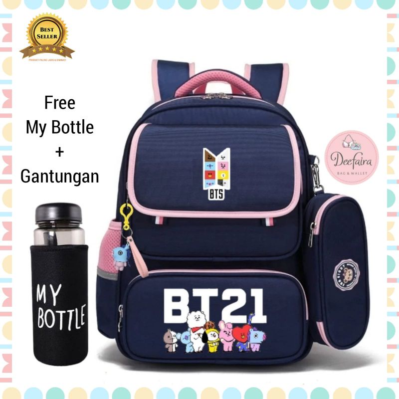 Tas Backapck Anak Ransel Sekolah Wanita Free Gantungan dan My Bottle Keren