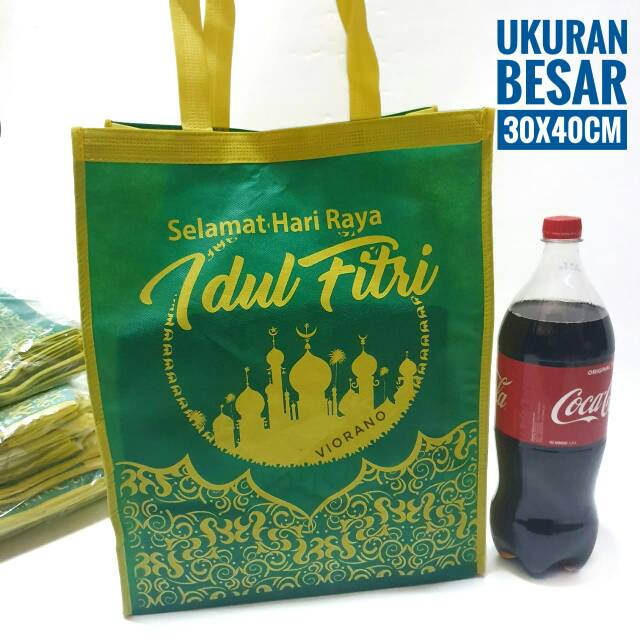 Tas Lebaran Bahan Tebal Tapak Bawah GoodieBag Press Ukuran 30x40cm Tas Belanja Spundbond Full Jahit