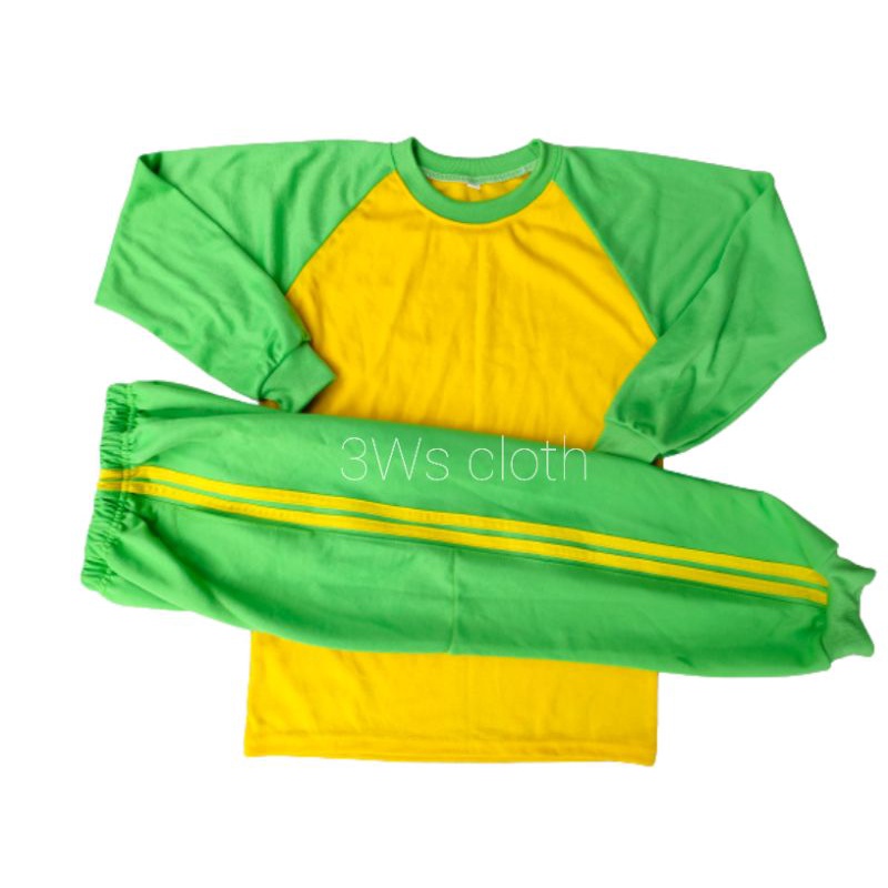 SETELAN KAOS OLAHRAGA ANAK PAUD RA TK SD MI | KUNING HIJAU MUDA