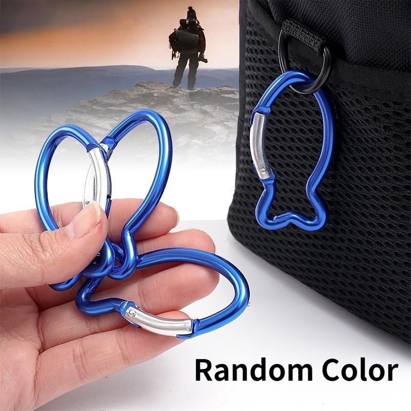 No.6 Carabiner Portable Bentuk Ikan Bahan Aluminum Alloy Untuk Camping / Hiking / Piknik