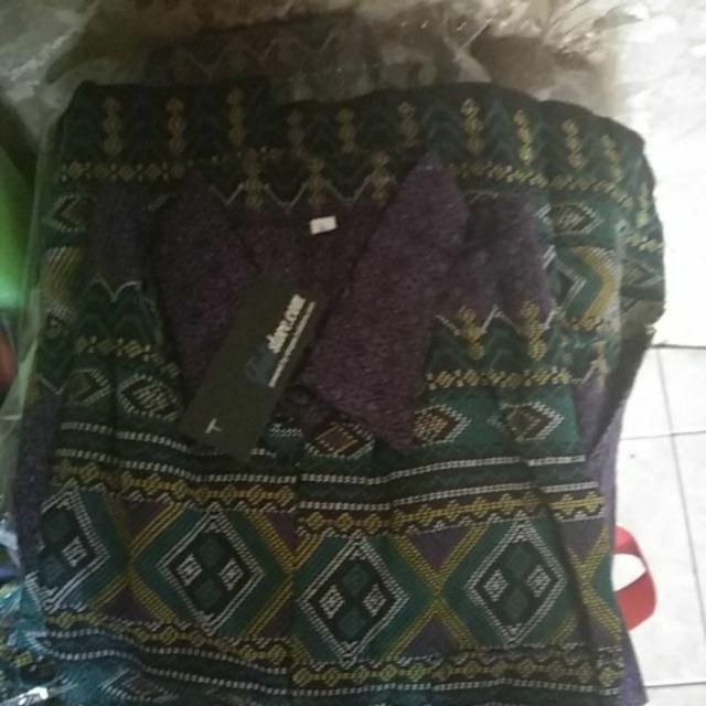 Trolistore Grosir Kemeja Batik Pria Cowok Goe Lengan Pendek Toska Ungu