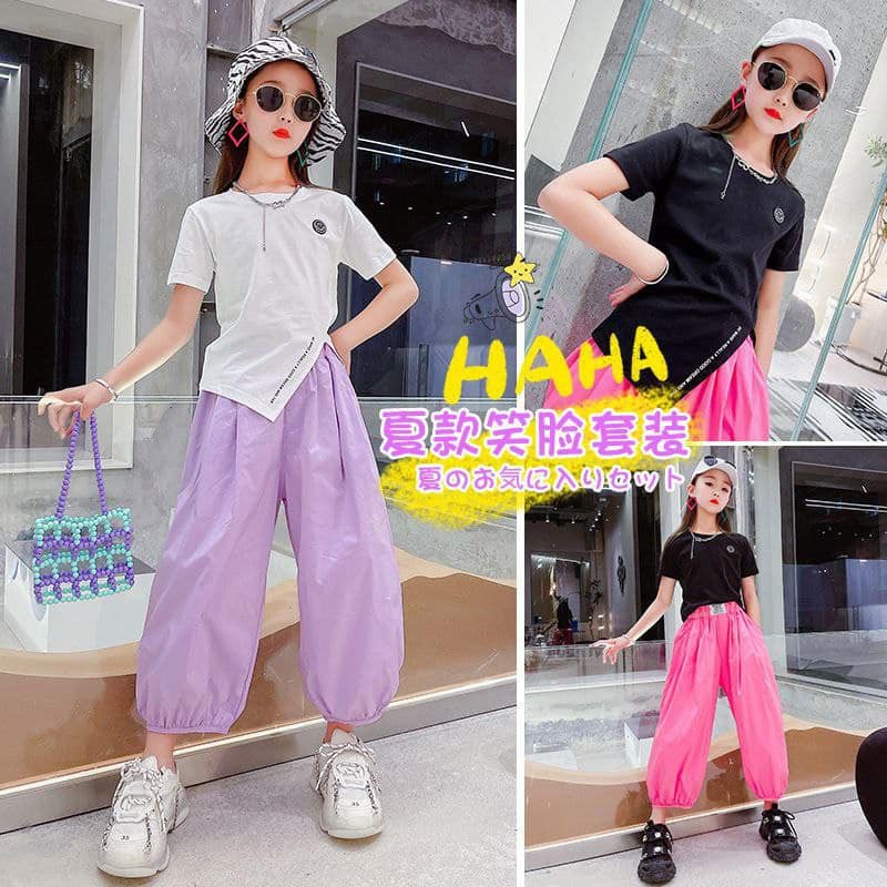 [JEWELS KIDS] DELLA SIENA ASYMETRIC SPORTY SET/SETELAN CELANA JOGGER ANAK IMPORT/ SETELAN BAJU CROP 