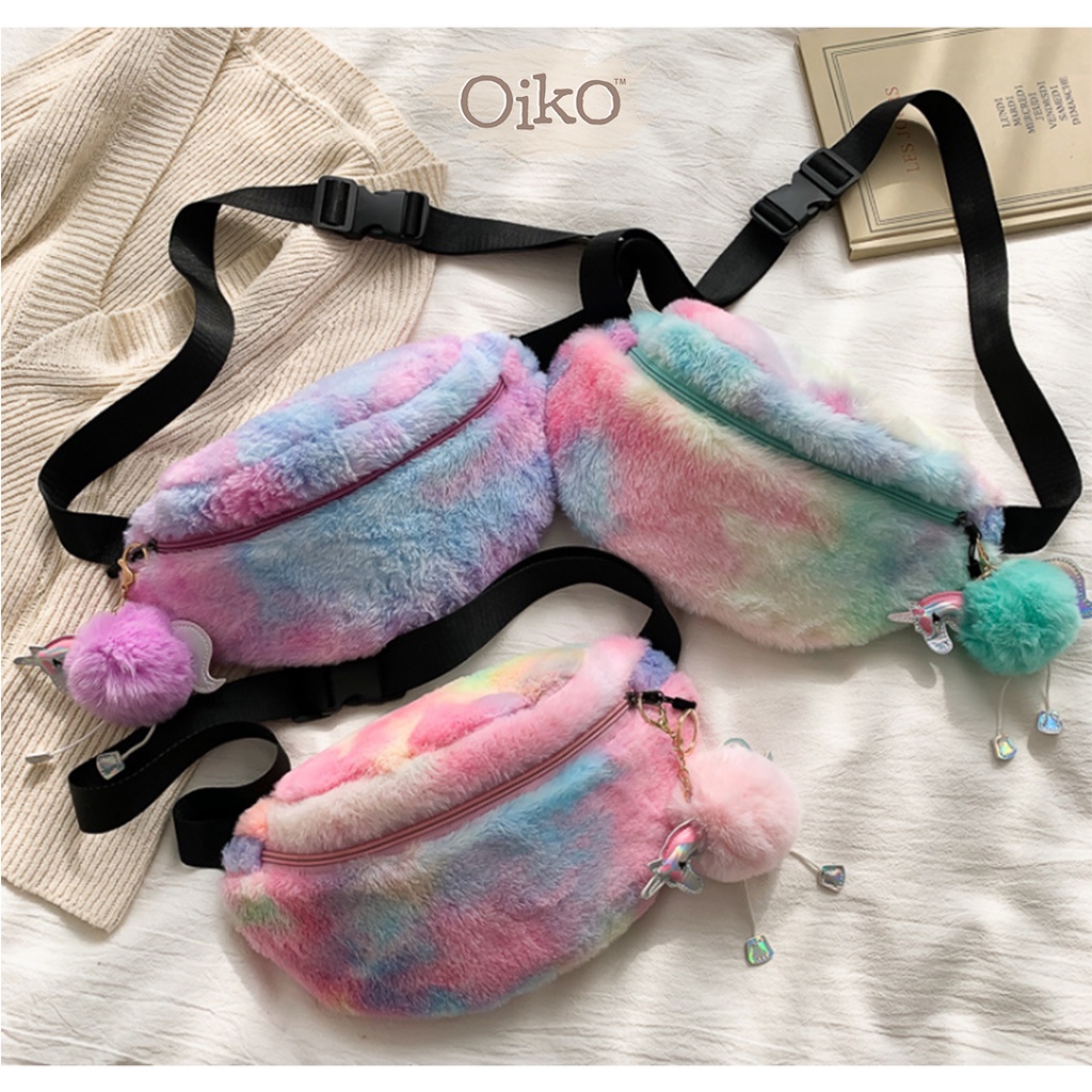 WAIST BAG WANITA OIKO FUR UNICORN / WAIST BAG LUCU