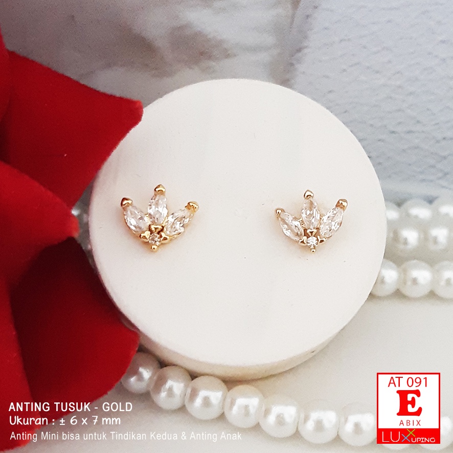 AT 091 Anting Tusuk Kecil Tindik Lubang di Pinggiran Telinga Perhiasan Lapis Emas Imitasi Permata Zirkon Aksesoris Wanita Korea Model Terbaru Anting Funky Anting Unisex Laki Perempuan Piercing Luxx Xuping