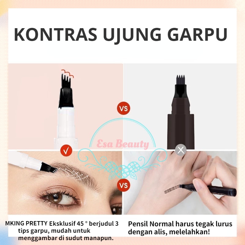 COCO MAMA 4 Tips Pensil Alis Long Lasting Anti Air Eyebrow Pencil Tarik Benang Eyebrow Waterproof Untuk Sulam Cetakan Alis