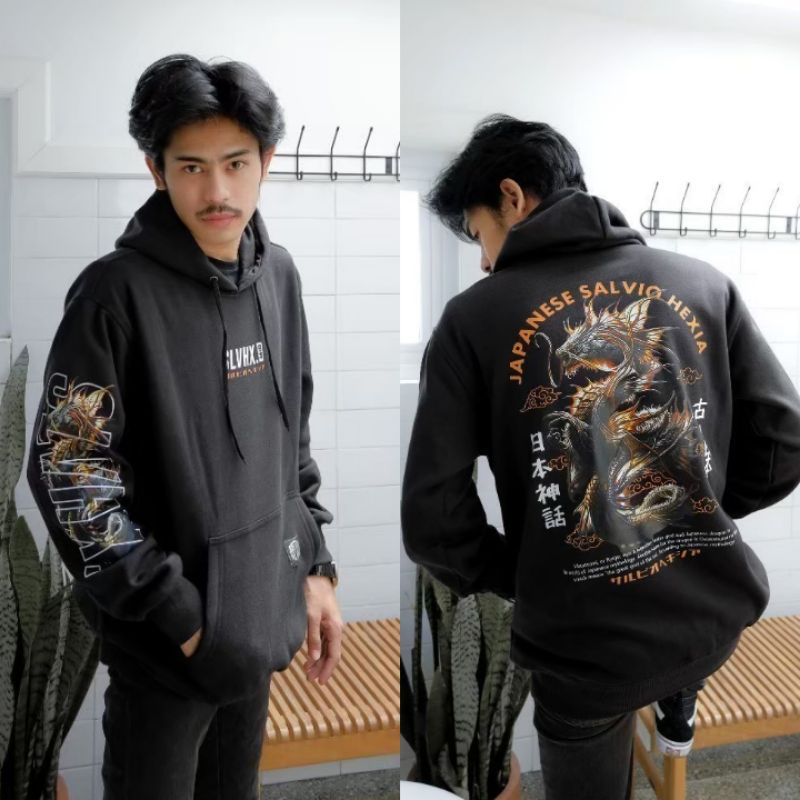 Hoodie Pria Naga Original Distro Salvio Hexia Bandung Sweater Hoodie Pria Jaket Sukajan Jepang
