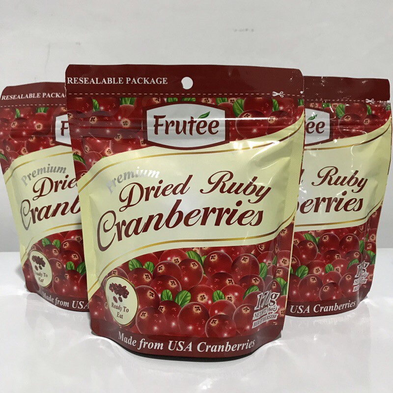 

Buah Cranberry USA CA - Frutee Premium Dried Ruby Cranberries - 170gr
