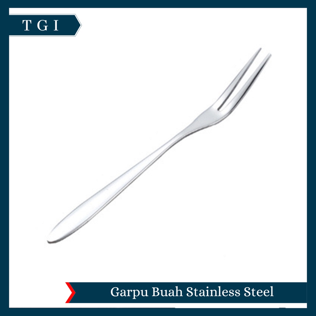 TGI - GARPU KUE BUAH BENTUK MINI STAINLESS STEEL DUA TUSUKAN | GARPU BUAH STAINLESS STEEL KECILl MINI ALAT TUSUKAN MAKAN KUE FRUIT FORK MURAH SERBAGUNA