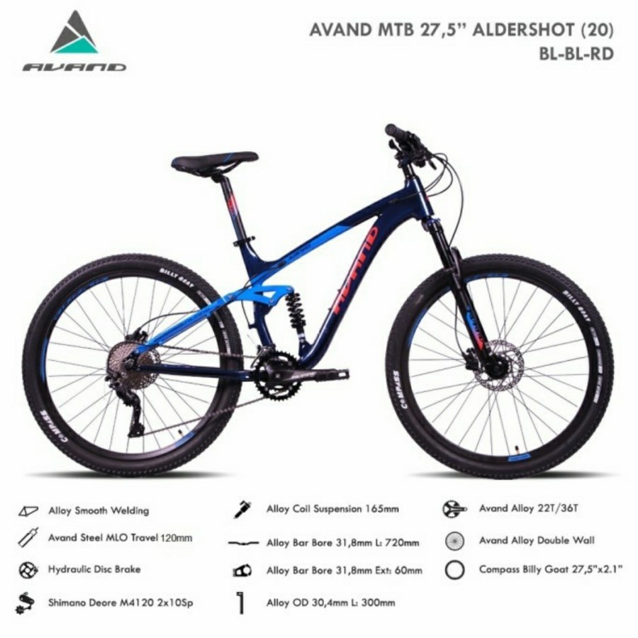 PROMO...Sepeda MTB 27.5 inch AVAND ALDERSHOT SHIMANO DEORE 10 SPEED full suspensi United