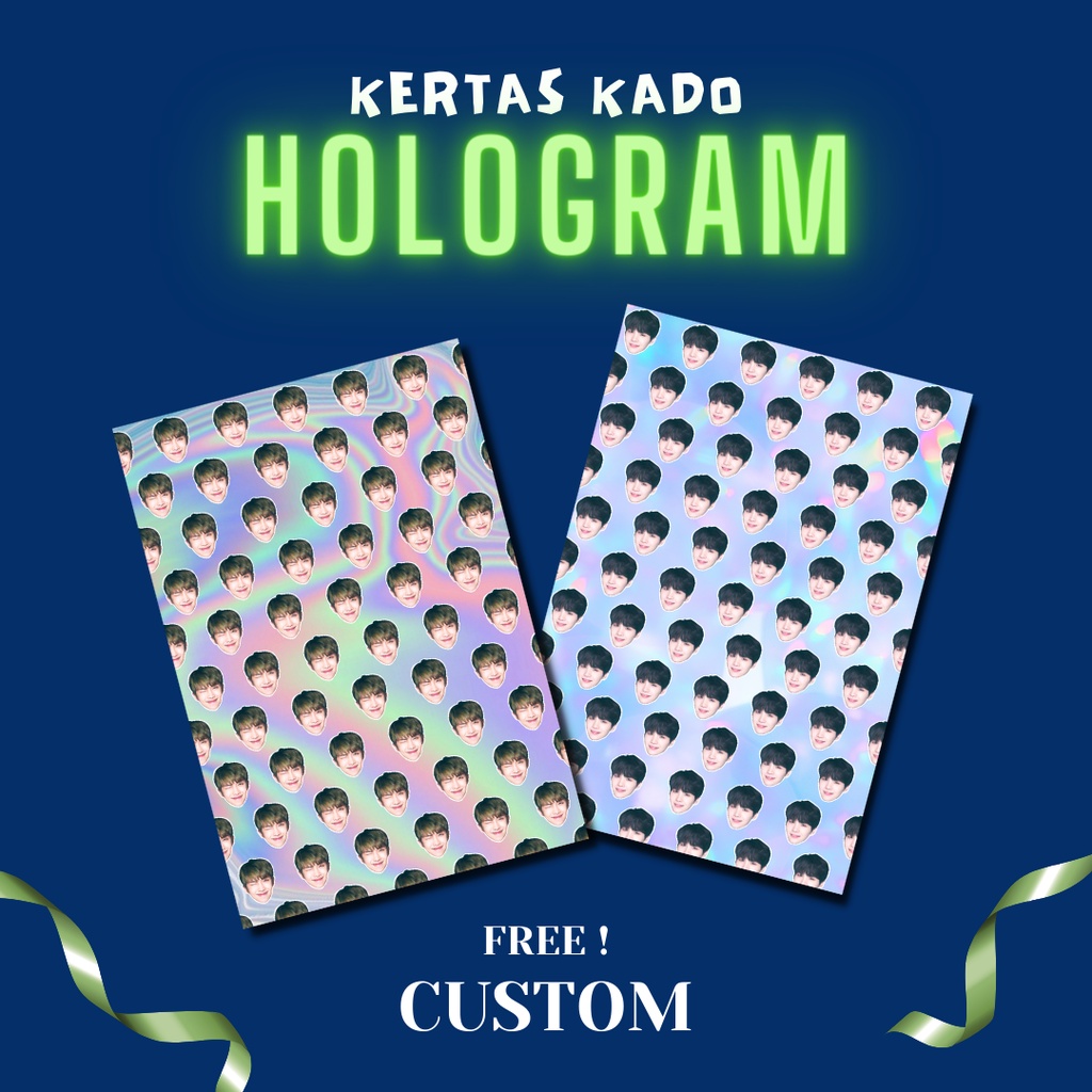 

KERTAS KADO HOLOGRAM CUSTOM pakai foto sendiri/idol kpop bts, blackpink/ anime | Cetak gift paper custom