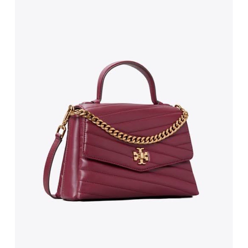 Tory Burch TB kira chevron top handle satchel imperial garnet