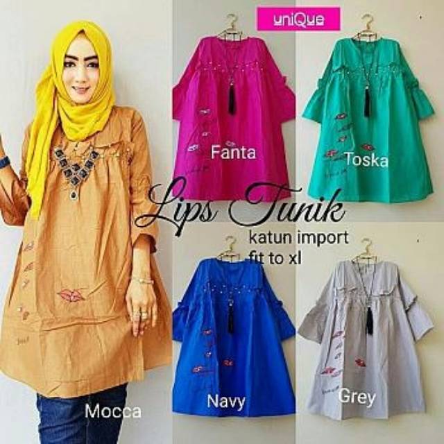 Lips Tunik, Tunik, tunic, atasan wanita, motif lips, ootd Tunik, kekinian Tunik, modern Tunik,casual