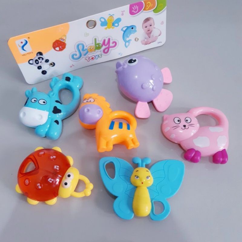 Mainan Set Baby Rattle 6 pcs Edukasi - Kerincingan Bayi Anak Edukatif