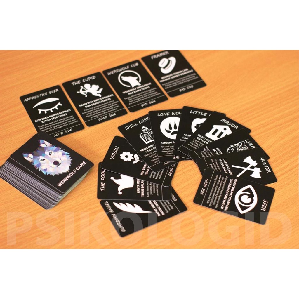 Werewolf / Mafia Card Game Black edition 25 Cards 18 Roles
