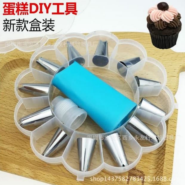 Cetakan Kue Silicone 14 Pcs Set Cream Icing Set Bakery Decoration Alat Dekorasi Baking Peralatan Dapur Termurah Premium