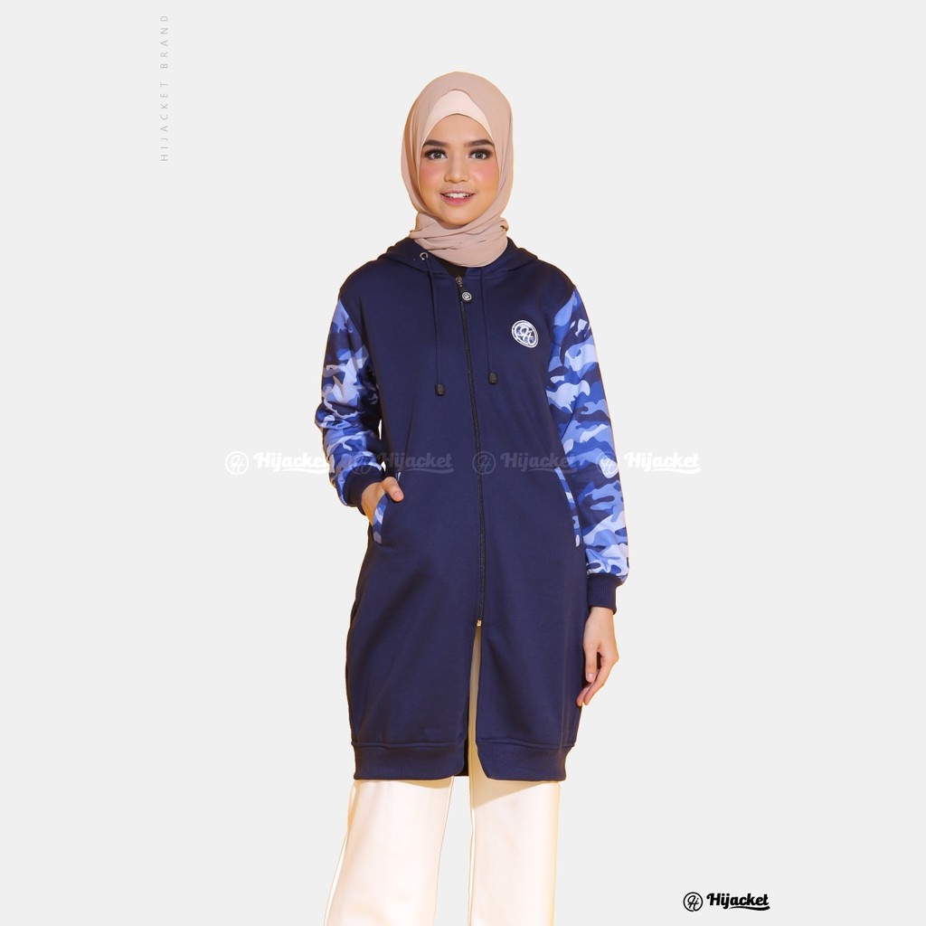 ⏺ Ambil 4 Bayar 1 Aja ⏺ Hijacket® Camouflasion Series (All Size, XL, XXL) Jaket Wanita Bahan 100% Premium Fleece Asli-ROYALBLUE