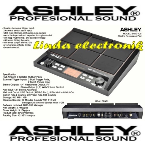 drum electrik ashley DME 705 ELECTRIC PERCUSSION PAD ORYGINAL ashley dme705