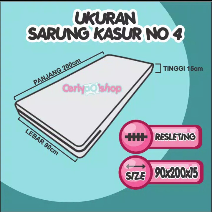 sprei resleting sarung kasur busa polos 90x200x15