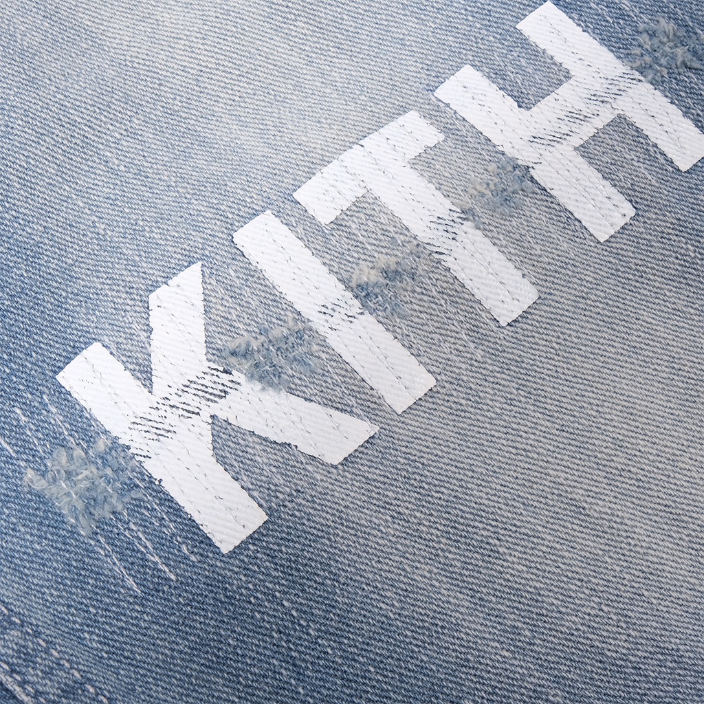 Kith Varick Letter Denim Jeans Washed Light Blue