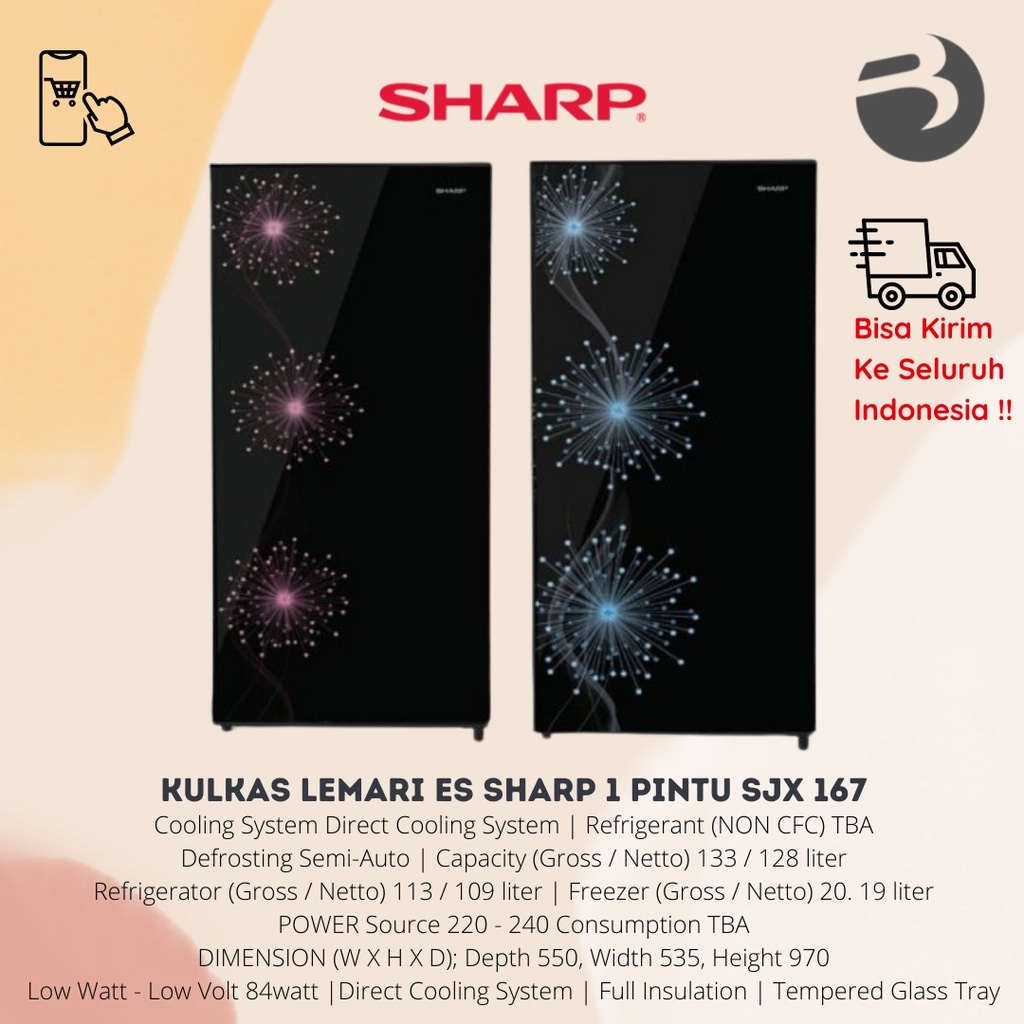 KULKAS LEMARI ES SHARP 1 PINTU SJX 167