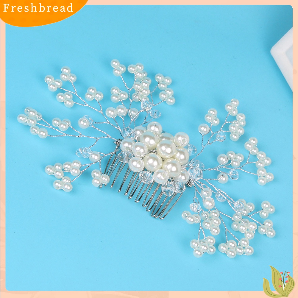 【Fresh】Wedding Party Bridal Elegant Headwear Women Floral Faux Pearl Hairpin Hair Comb