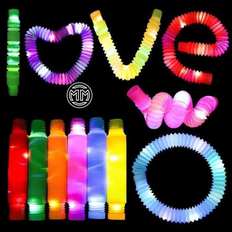 Mainan anak light up pop tubes pop pipes lampu stick pipa selang fidget toy isi Momo