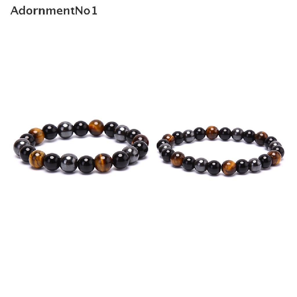 (AdornmentNo1) Gelang Manik Batu Obsidian Hematite Tiger Eye Hitam Untuk Pria