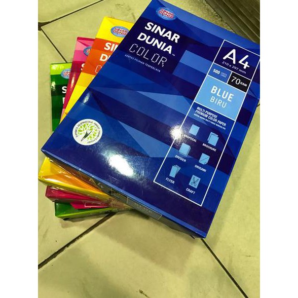

Kertas fotocopy HVS A4 Warna 70 Gram Sinar dunia atk