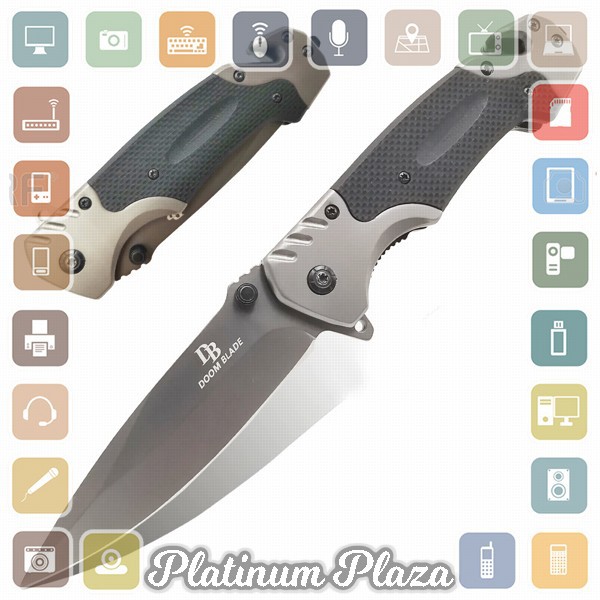 Doom Blade Pisau Lipat Outdoor Portable Knife Survival Tool - 440C - Gray`3B0ICS-