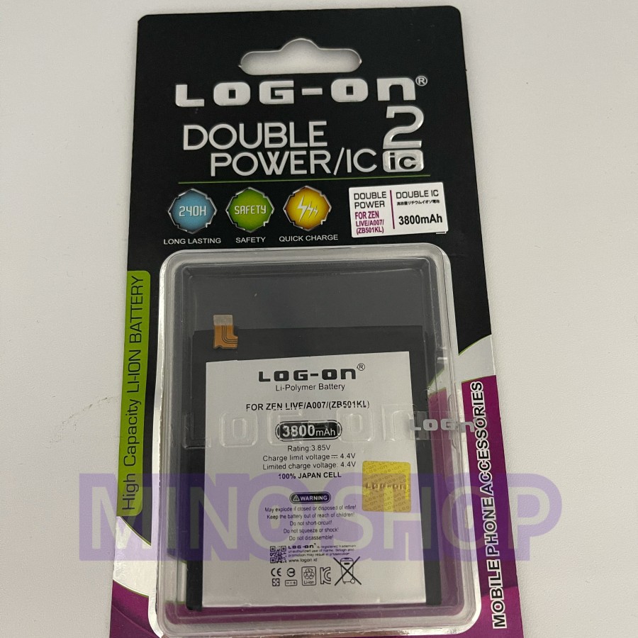 BATERAI ASUS ZENFONE LIVE A007 - ZB501KL - LOG ON DOUBLE POWER BATTERY