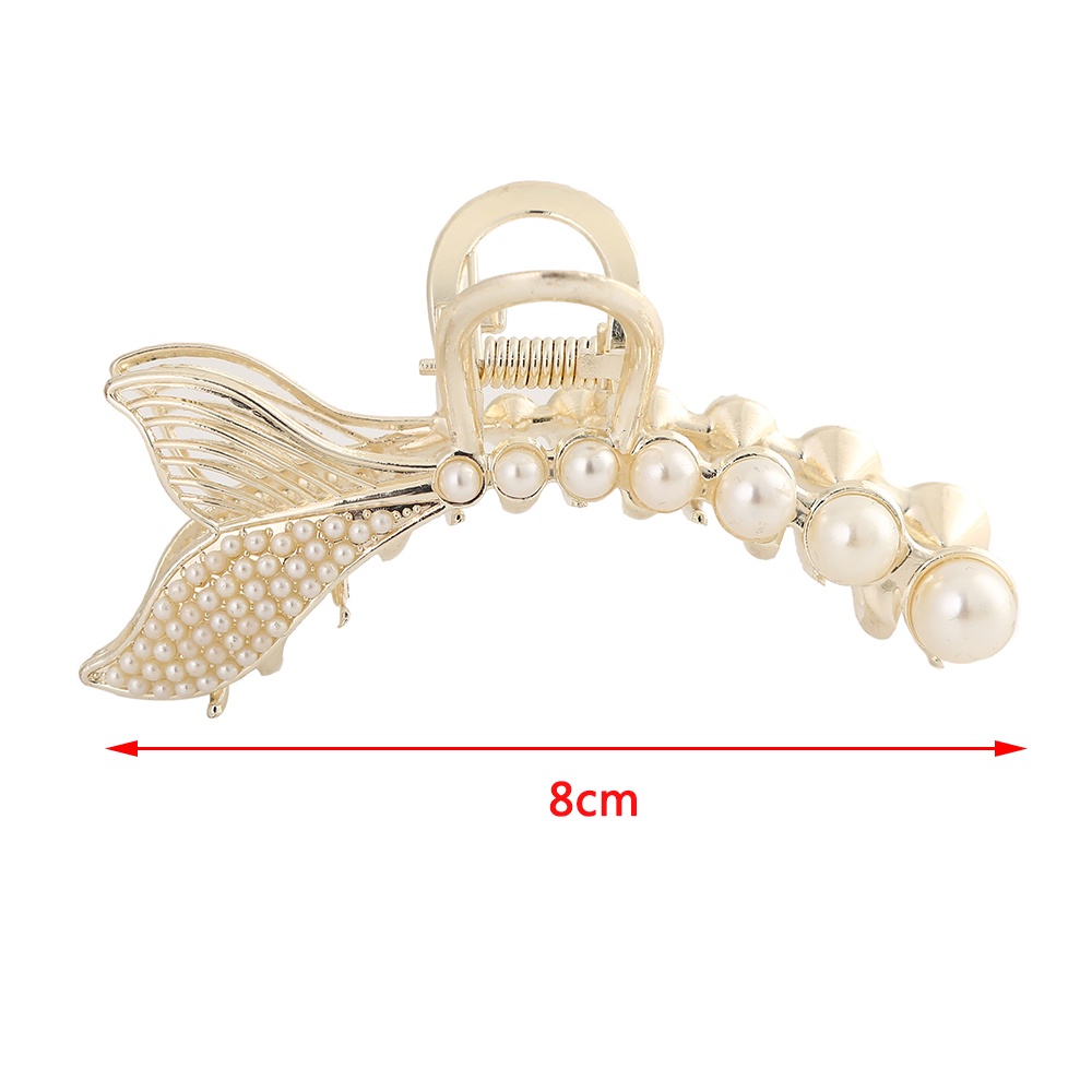 Korean Pearl Fishtail Claw Clips Fashion Metal Hair Clip Temperament Hair Clamps Women Hair Accessories