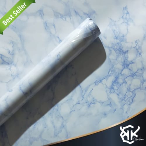 Wallpaper Dinding Motif Marmer Blue White 45Cm x 10M Wallpaper Sticker Dinding Motif Marmer Blue Whi