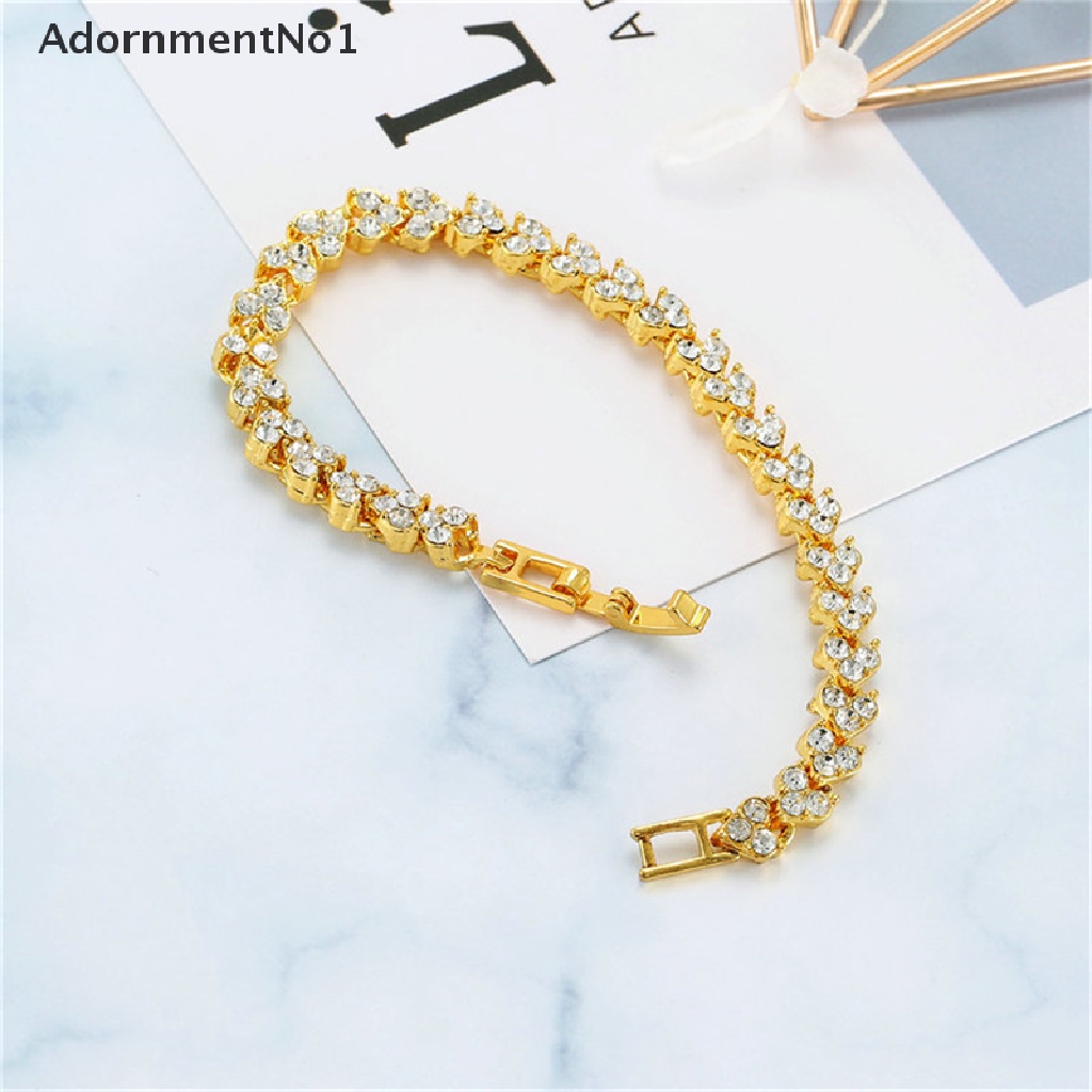 (AdornmentNo1) Gelang Tangan Fashion Aksen Zirconia Kubik 17cm Untuk Perhiasan Wanita / Pernikahan