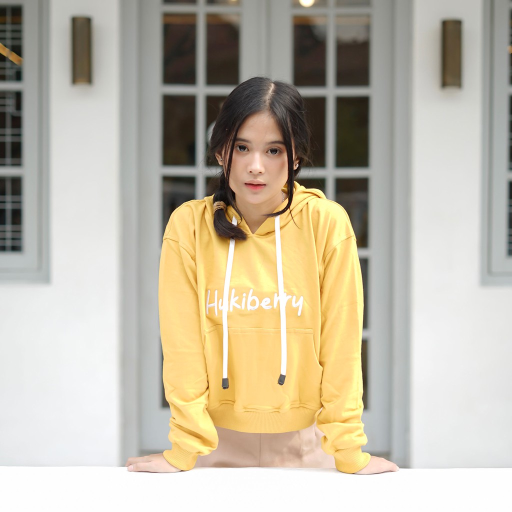 CROP HOODIE MUSTARD