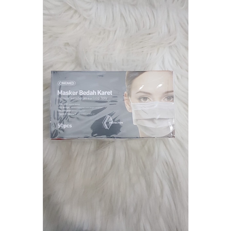 MASKER ONEMED KARET MEDIS ISI 50PCS HIJAU / BIRU / ABU ABU