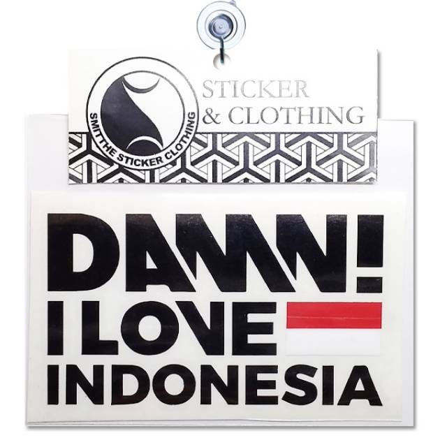 Stiker DAMN I Love Indonesia Logo New unofficial Cutting Sticker untuk aksesoris Mobil Motor