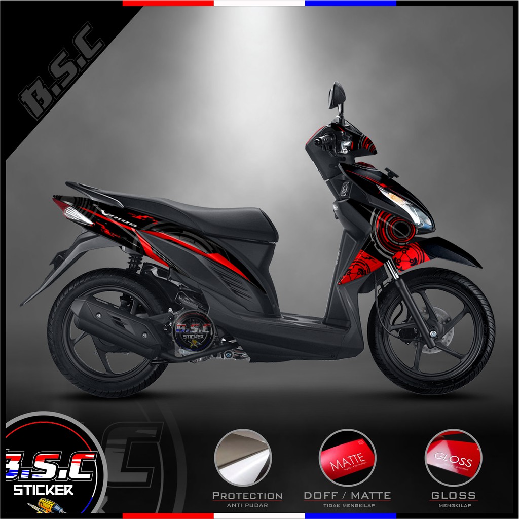 Sticker Motor Stiker Decal FULL BODY Vario 110 ESP Vario Remot Motif Techno Red