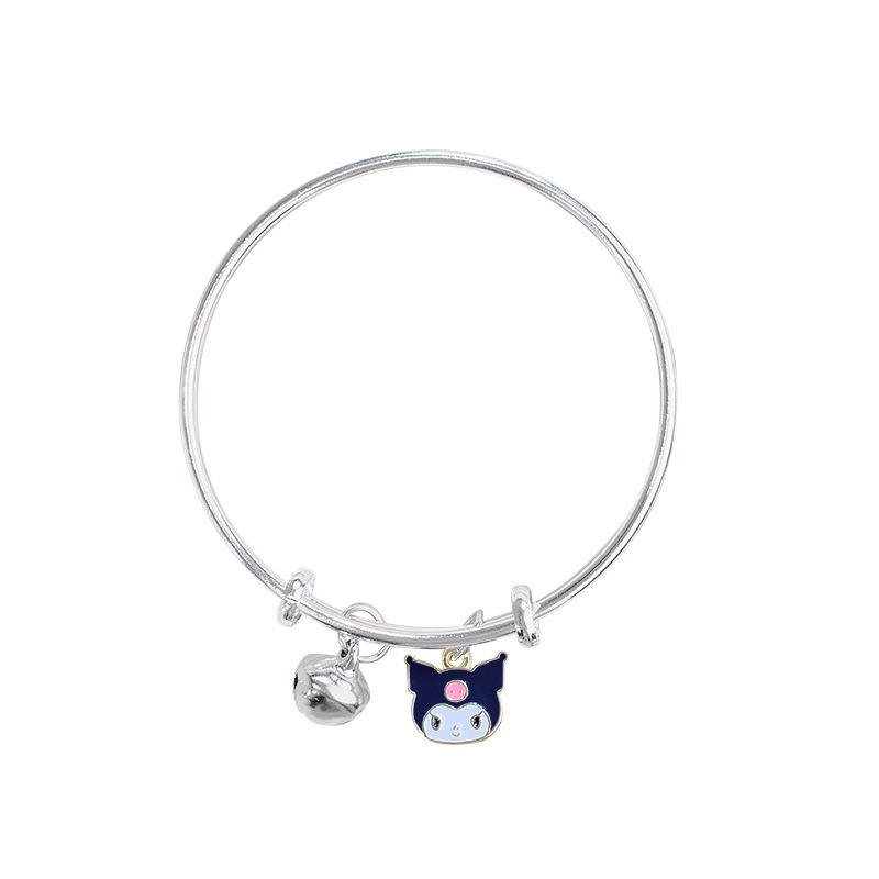 Gelang Tangan Silver Elastis Adjustable Motif Kartun Lucu Untuk Wanita